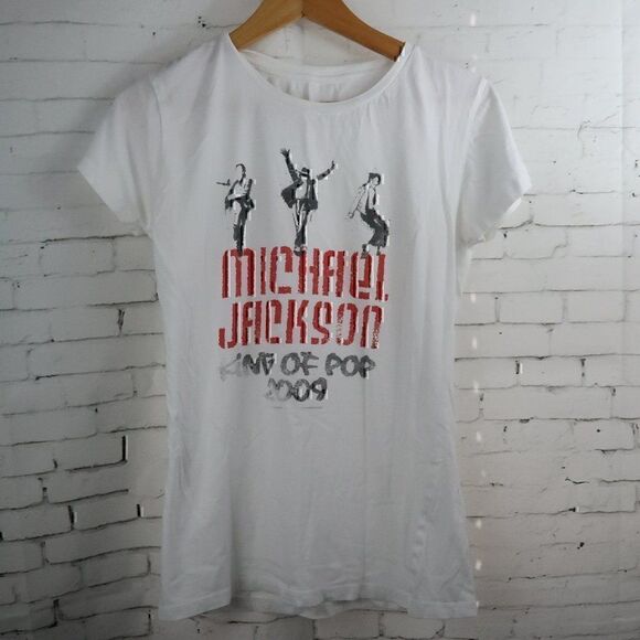MICHAEL JACKSON KING OF POP 2009 CONCERT SHORT CAP SLEEVE GRAPHIC T SHIRT - Picture 1 of 4